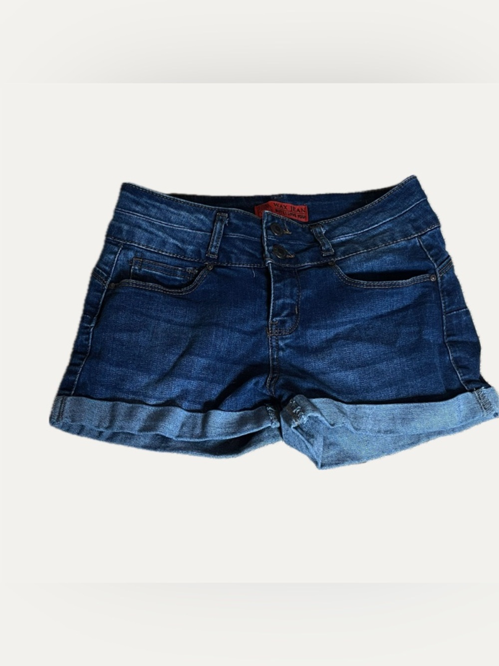 Wax Jean Dark Blue Denim Roll-Cuff Jean Shorts